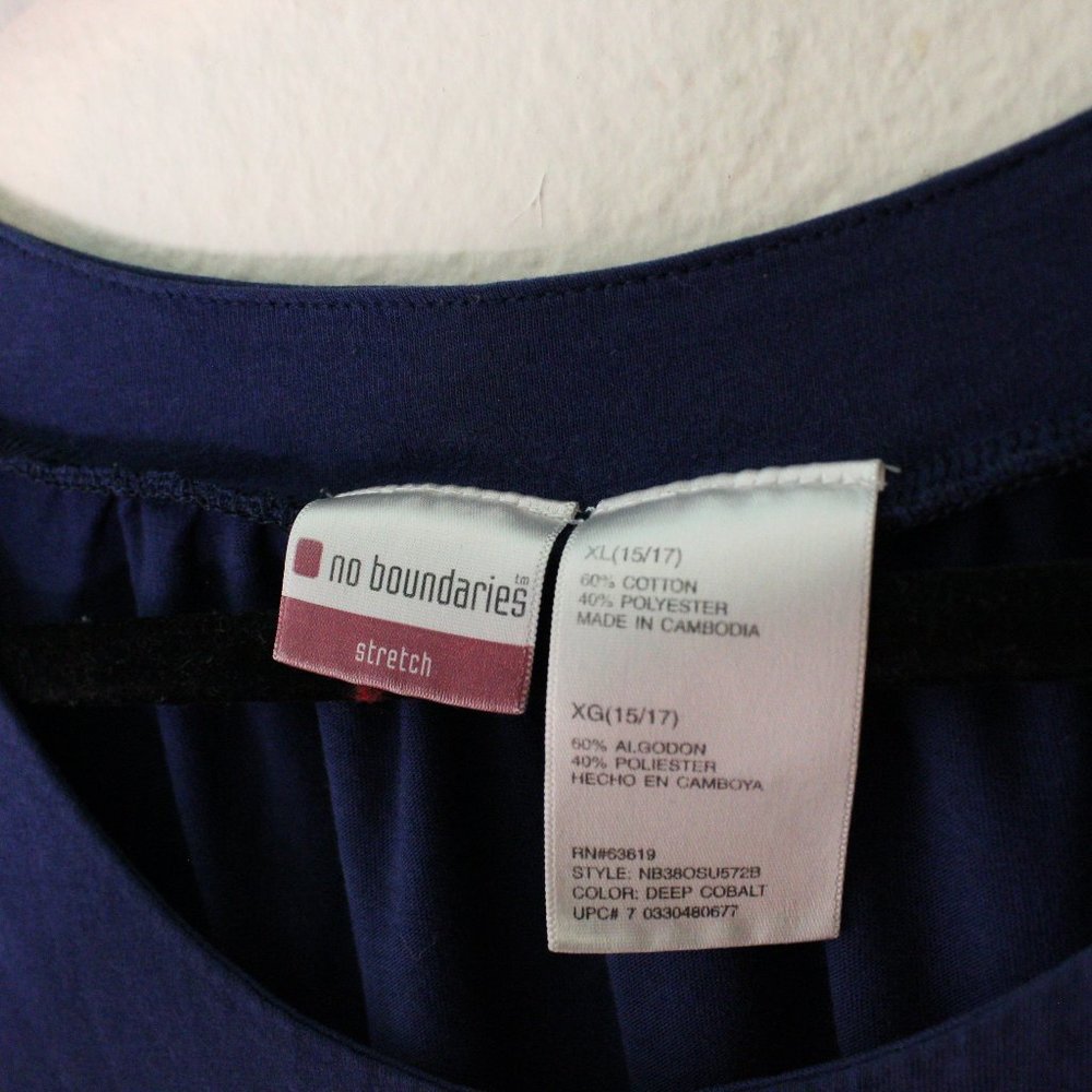 Dark Blue Stretch Size XL Girls Short Sleeve Shirt
